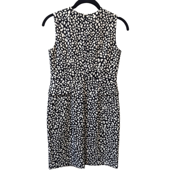 Ann Taylor Black & White Print Peplum Sleeveless Peplum Office Career Dress (0P) - Picture 2 of 6